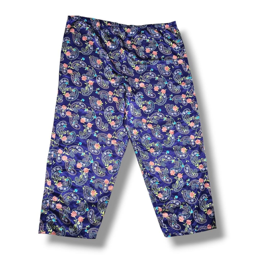 Avenue Body Satin Floral Paisley Pajama Lounge Pants Purple Plus Size 22/24